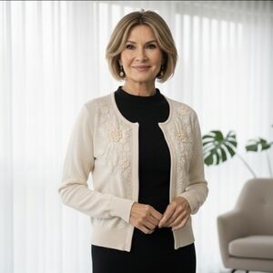 Vintage Tracy Reese Beaded Cashmere Cardigan Sweater M